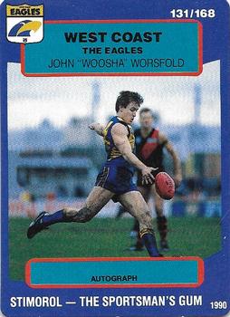 1990 AFL Scanlens Stimorol #131 John Worsfold Front